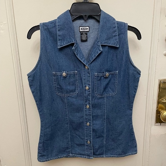 Buffalo David Bitton Tops - Vintage 1990s David Bitton Blue Denim Sleeveless Button Up Top